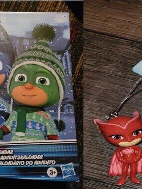 new PJ MASKS CHRISTMAS LOT hasbro ADVENT CALENDAR & OWLETTE & GEKKO ORNAMENTS